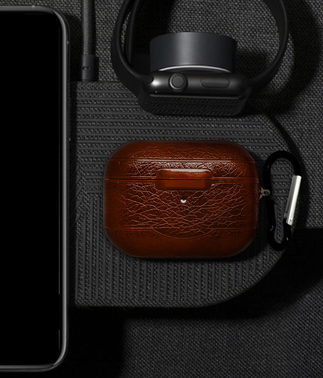 Brown LV Solid Leather Airpods Case