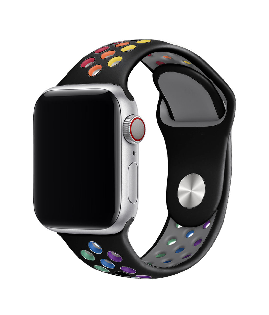 Neon Sport Rainbow Black - Silicone Apple Watch Band (38 / 41 MM)