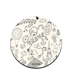 Buy White Travel Doodle - 10 X 10 (cm) Coasters Coasters Online