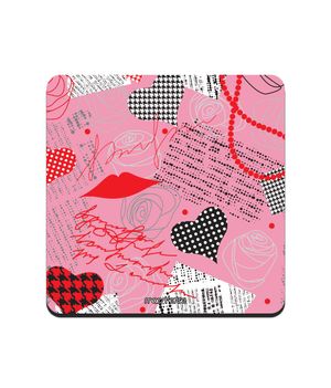 Square Coasters Pink Love - 10 X 10 (cm) Coasters