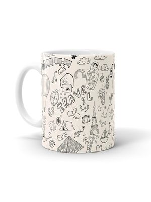 Buy White Travel Doodle - Coffee Mugs White Coffee Mugs Online