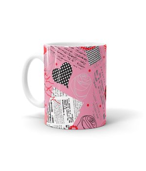 Ceramic Coffee Mugs-White Pink Love - Coffee Mugs White