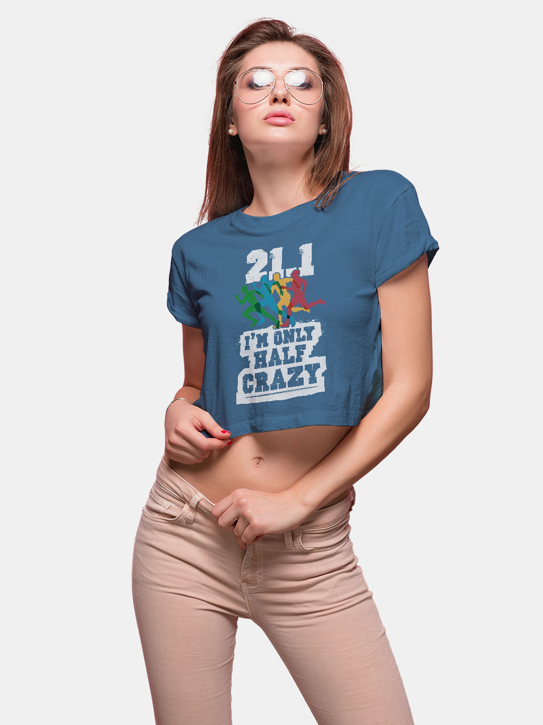 Buy Half Crazy - Designer Crop Tops T-Shirts Online