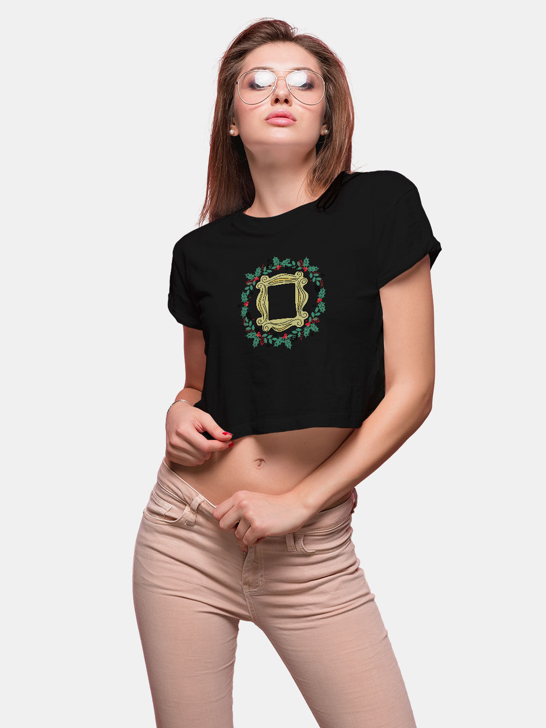 Christmas Friends Frame Black - Designer Crop Tops