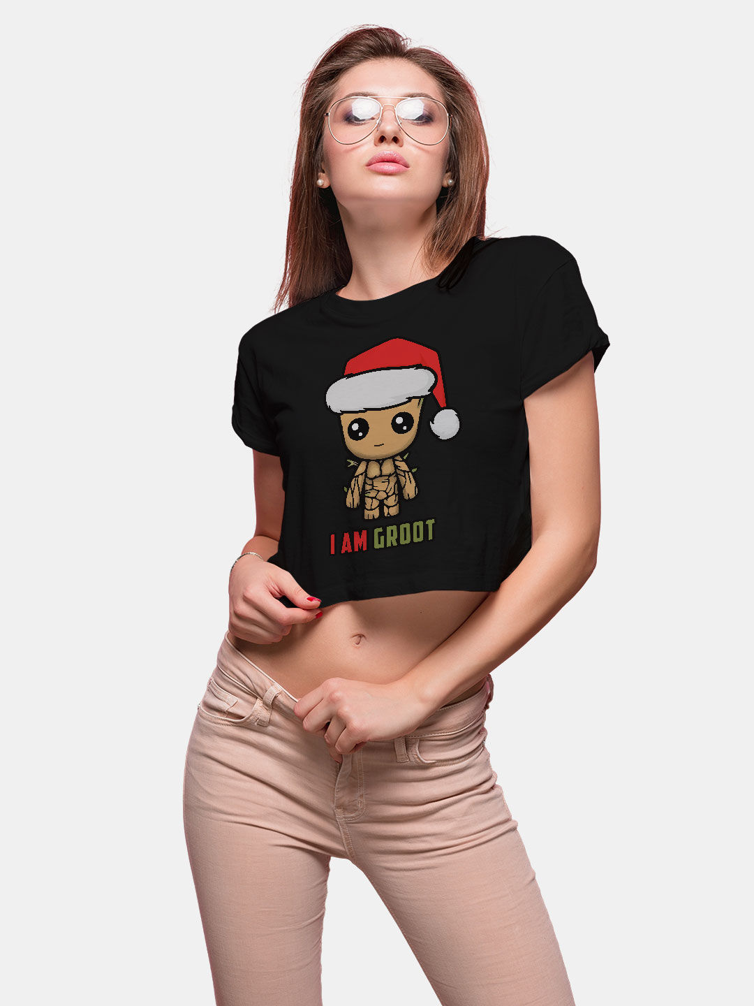 Christmas Groot Black - Designer Crop Tops