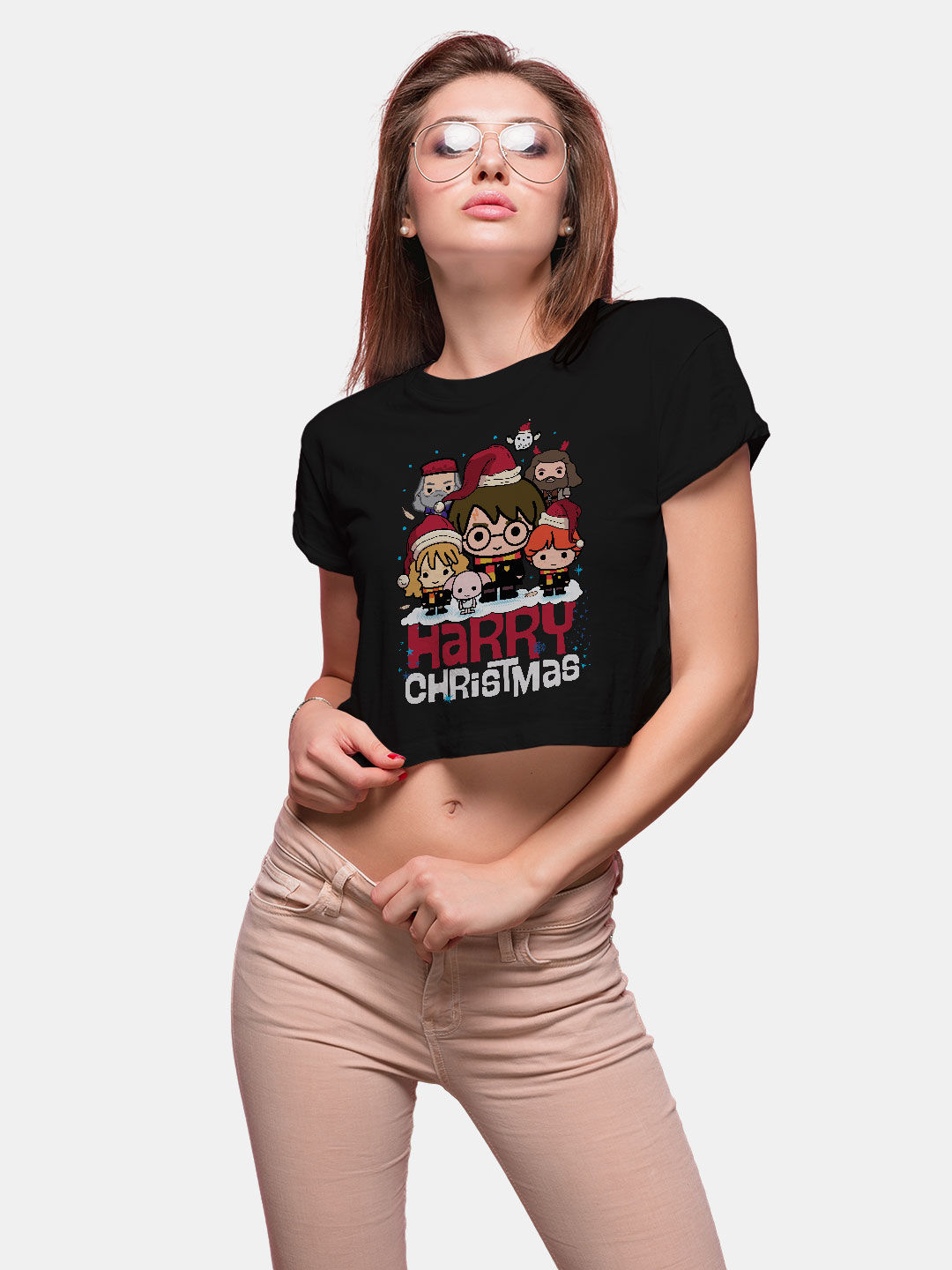 Buy Harry Christmas Black - Designer Crop Tops T-Shirts Online