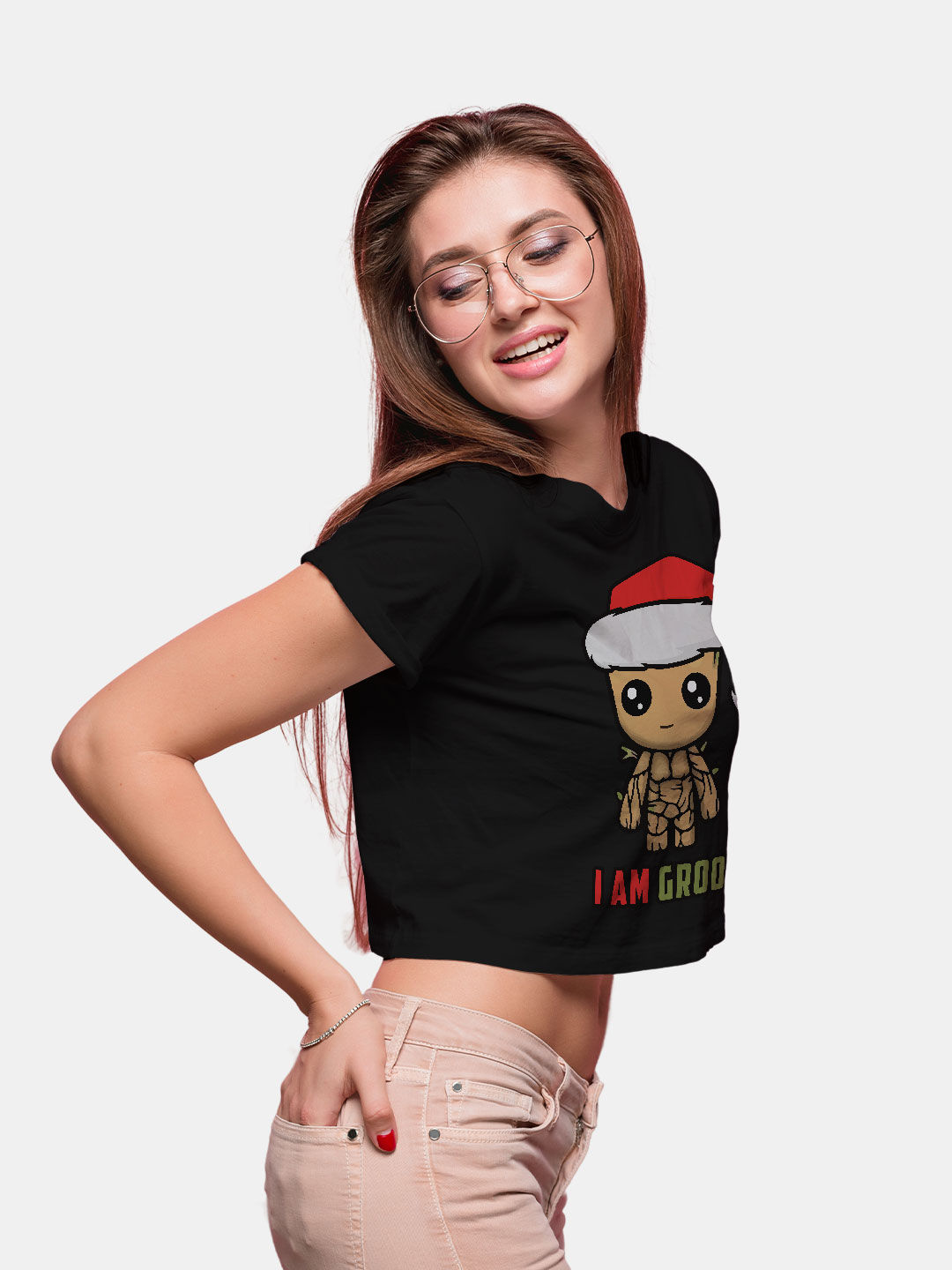 Christmas Groot Black - Designer Crop Tops