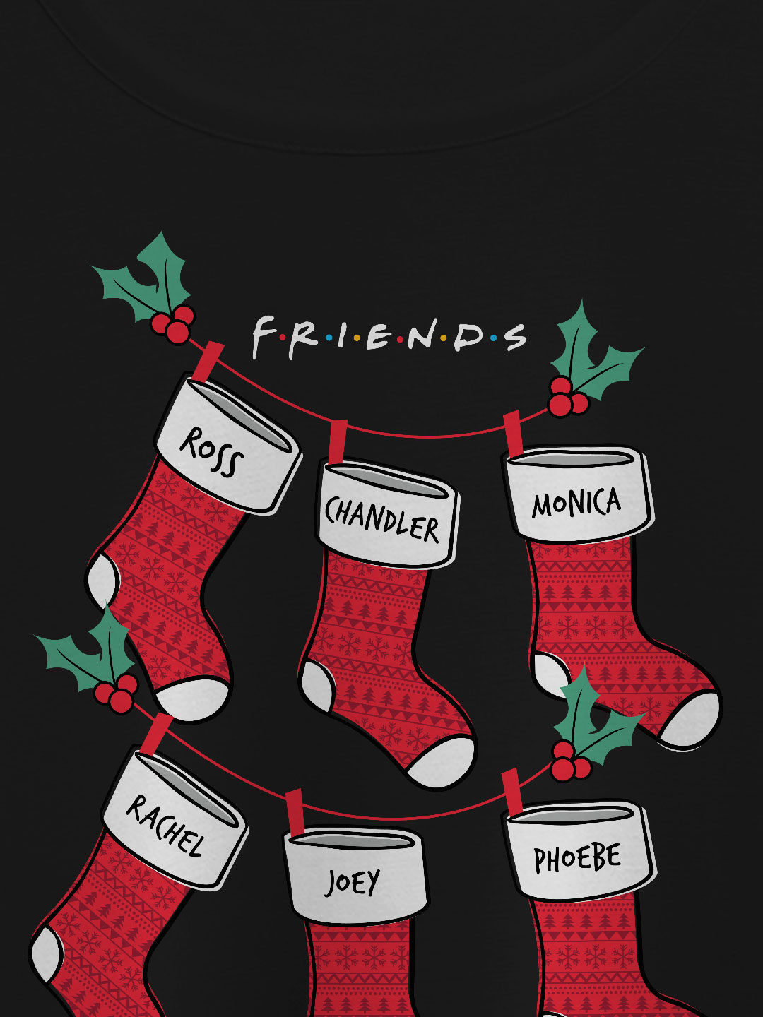 Christmas Friends Socks Black - Designer Crop Tops