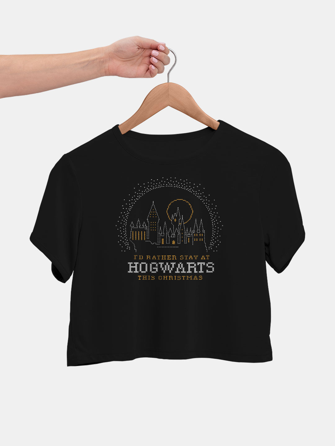 Christmas at Hogwarts Black - Designer Crop Tops