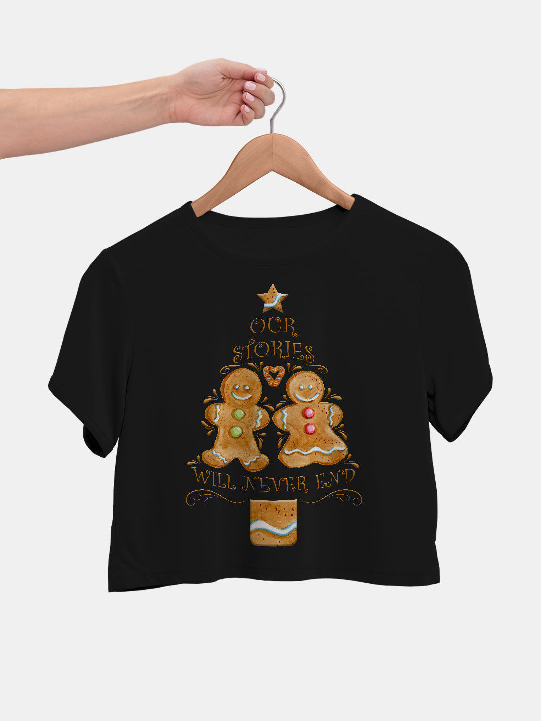 Christmas Cookie Black - Designer Crop Tops