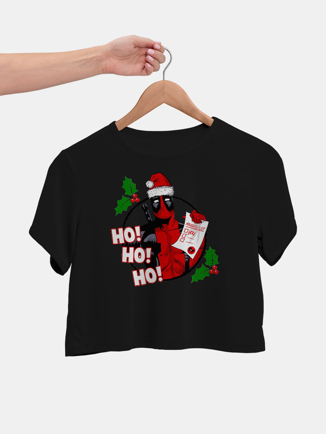 Christmas Deadpool Black - Designer Crop Tops