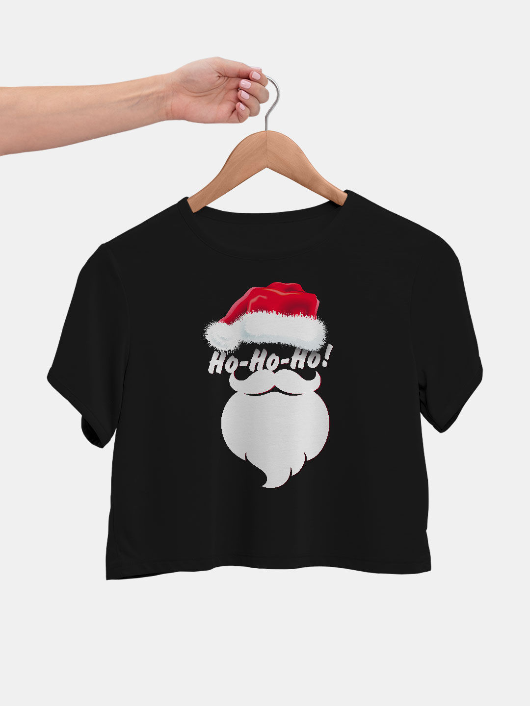 Christmas Ho Ho Ho Black - Designer Crop Tops