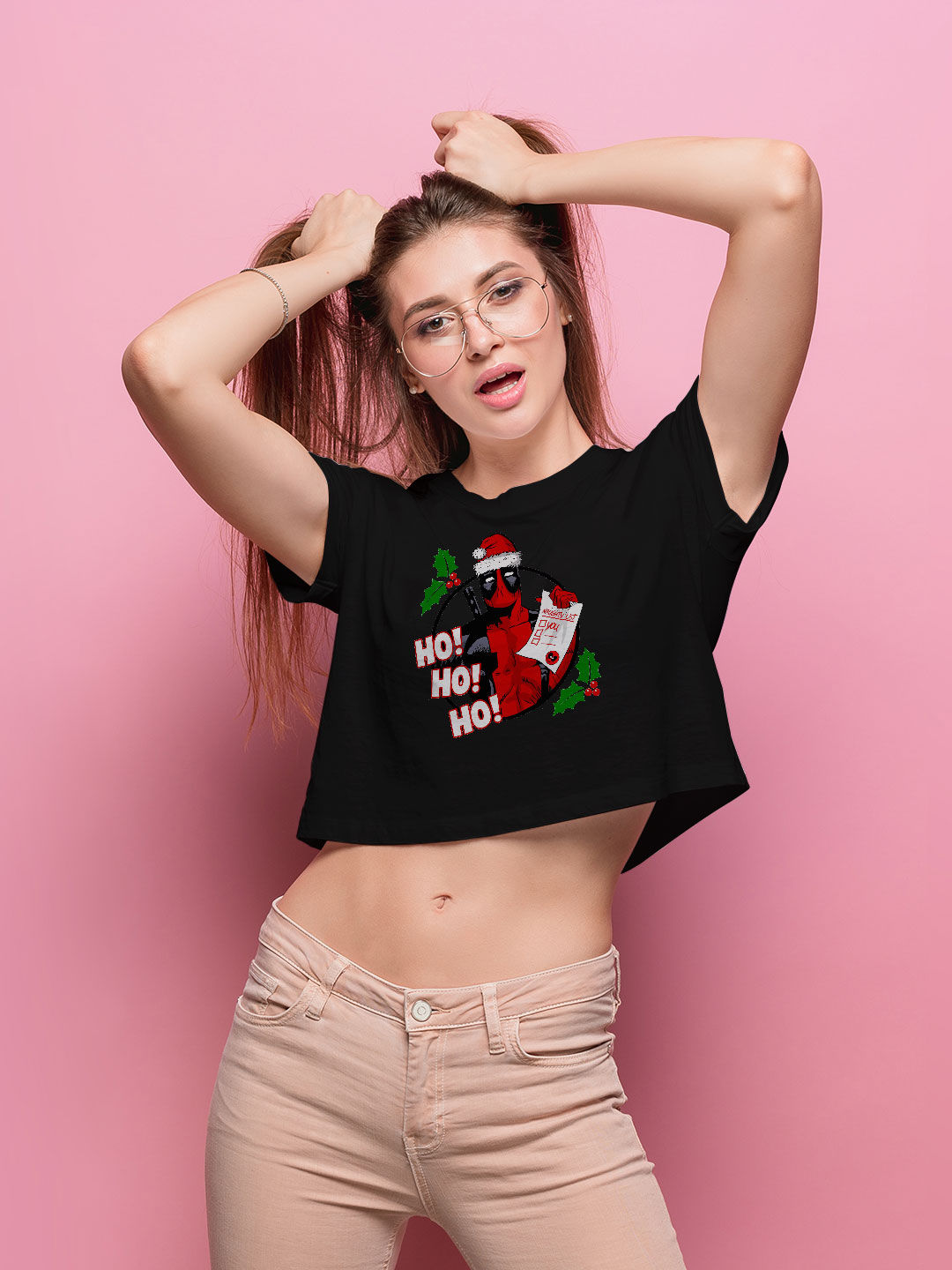 Christmas Deadpool Black - Designer Crop Tops