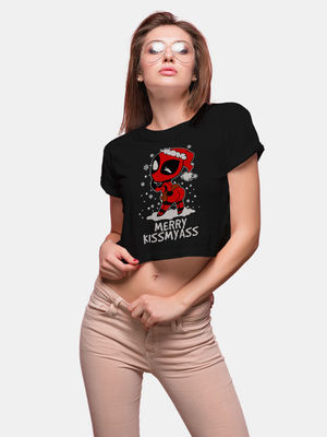 Buy Christmas Deadpool Kawaii Black - Designer Crop Tops T-Shirts Online