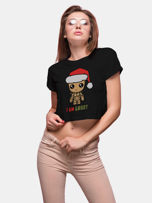 Buy Christmas Groot Black - Designer Crop Tops T-Shirts Online