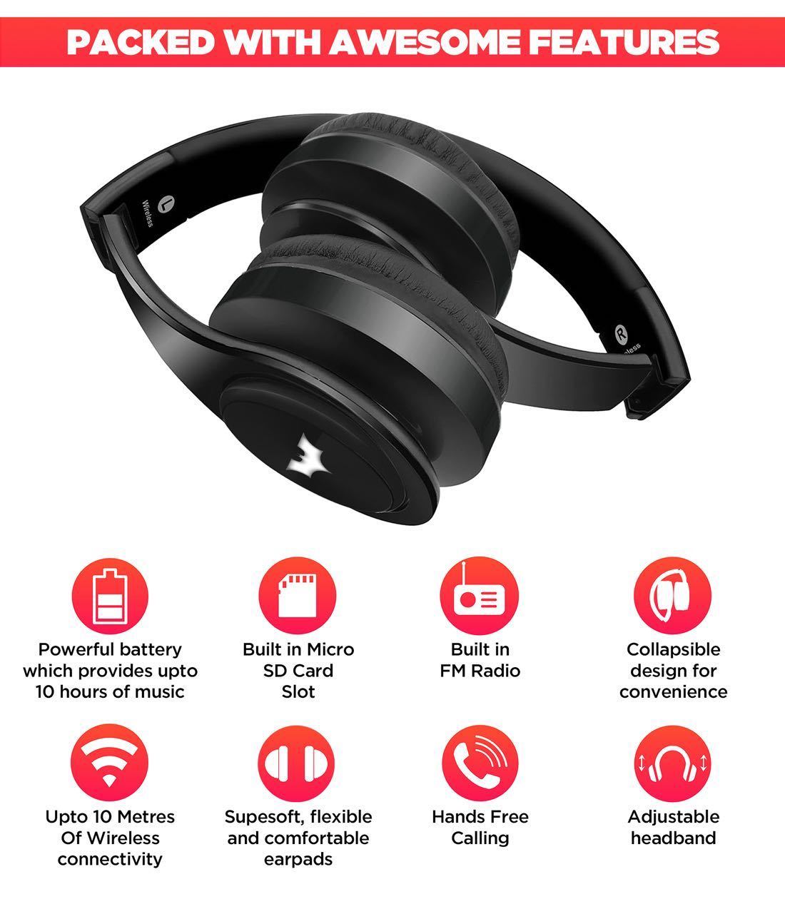 The Dark Knight - Decibel LED Wireless On Ear Headphones 