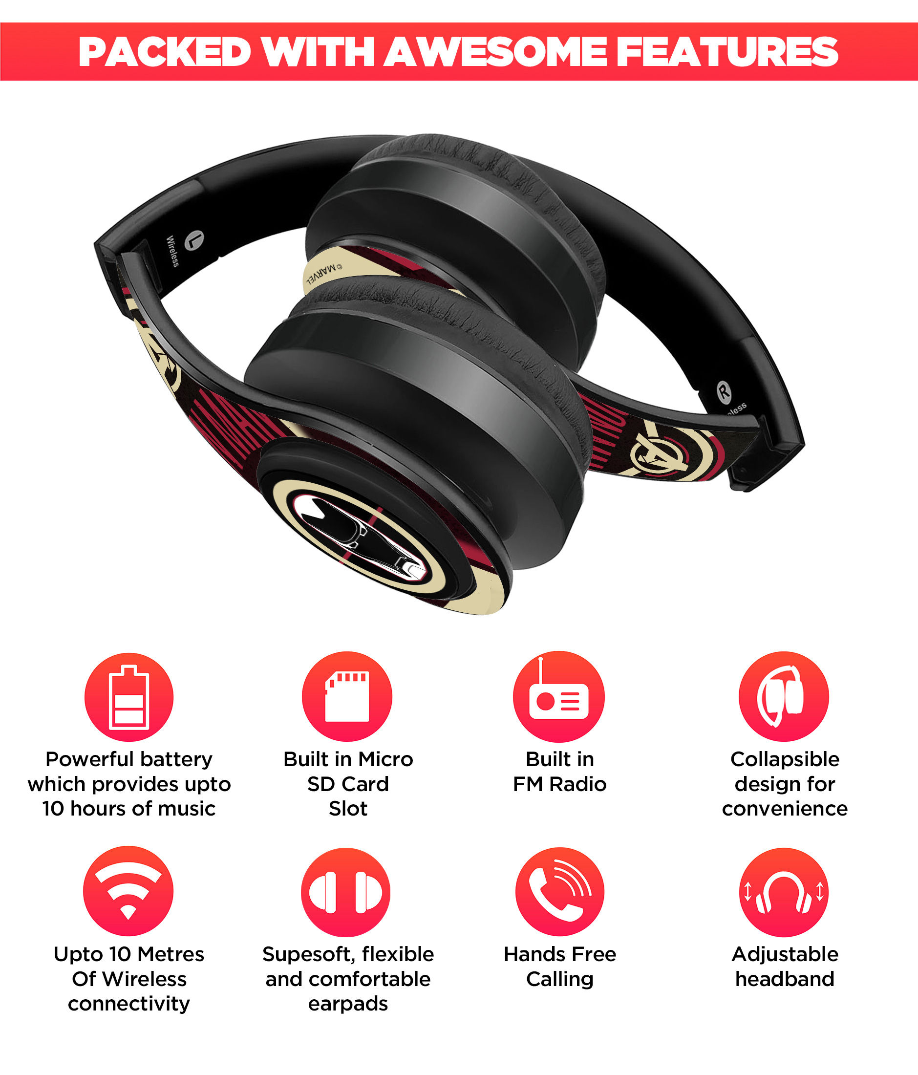 Invincible Iron Man - Decibel LED Wireless On Ear Headphones 