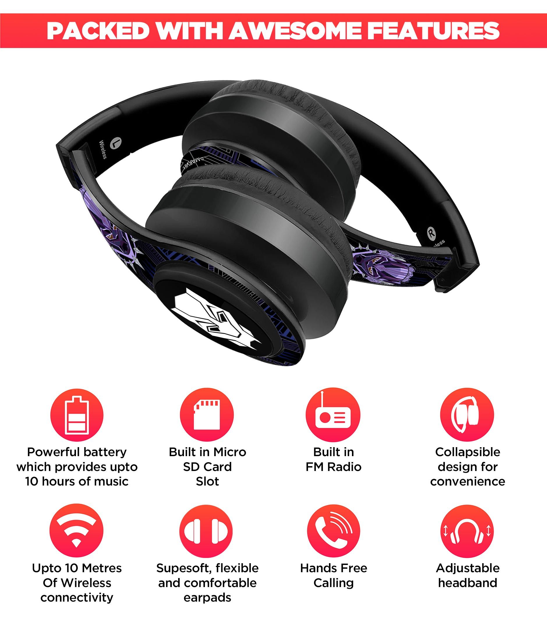 King Tchalla - Decibel LED Wireless On Ear Headphones 