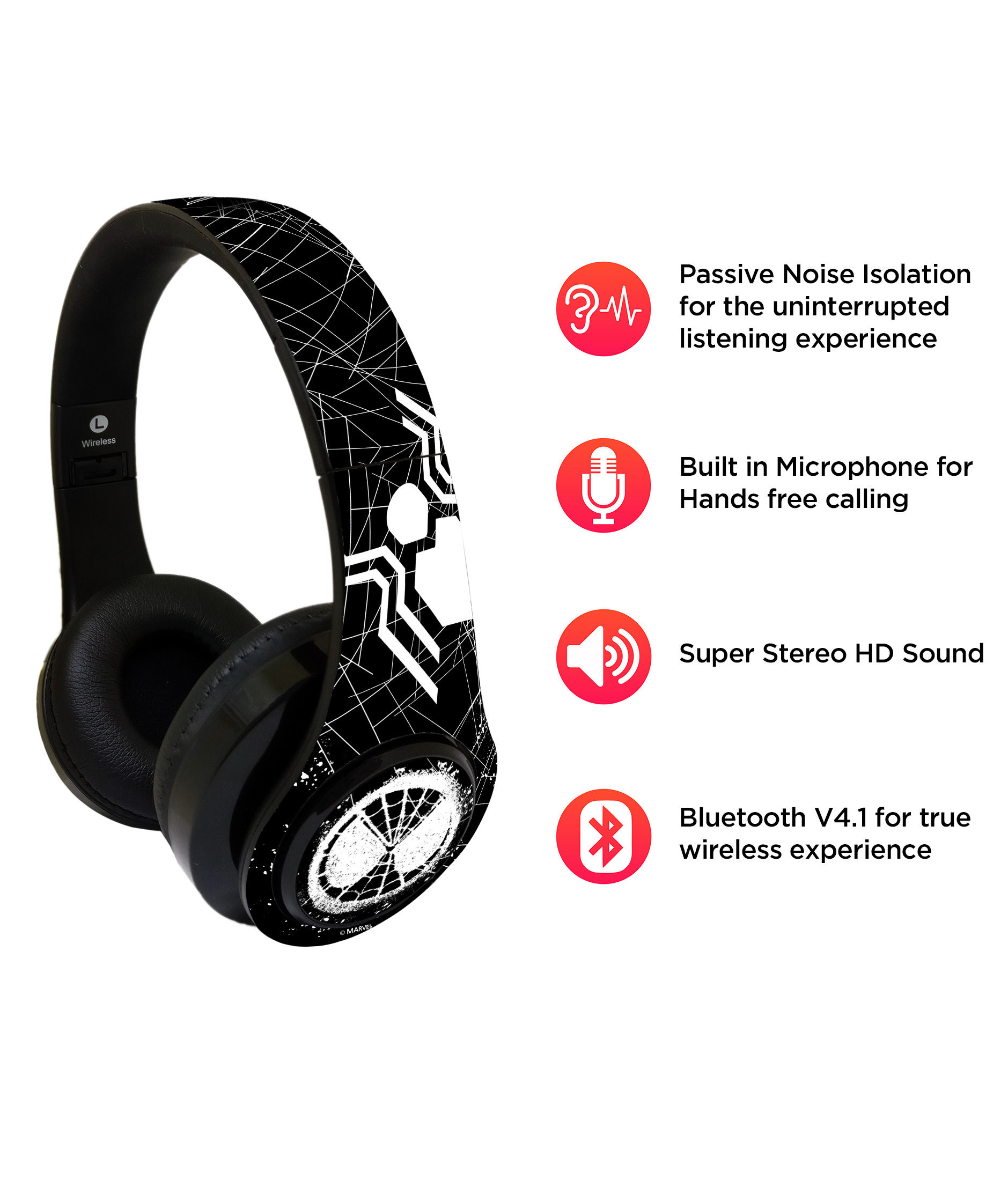 Spider Webbed - Decibel LED Wireless On Ear Headphones 