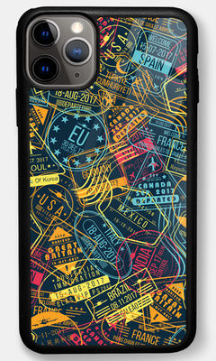 Buy Immigration Stamps Neon - Glass Phone Case for iPhone 11 Pro Max Phone Cases & Covers Online