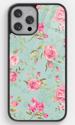 Buy Teal Pink Flowers - Glass Phone Case for iPhone 12 Pro Max Phone Cases & Covers Online