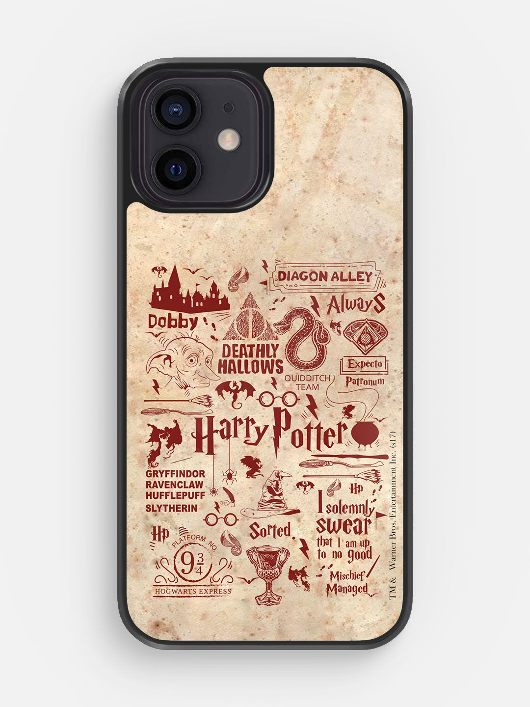 Harry Potter Infographic Red - Glass Case For iPhone 12 Mini