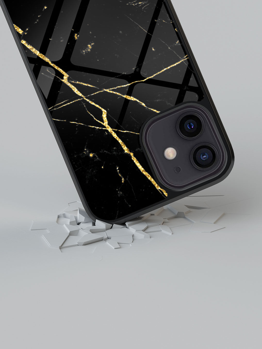Marble Black Onyx - Glass Case For iPhone 12 Mini