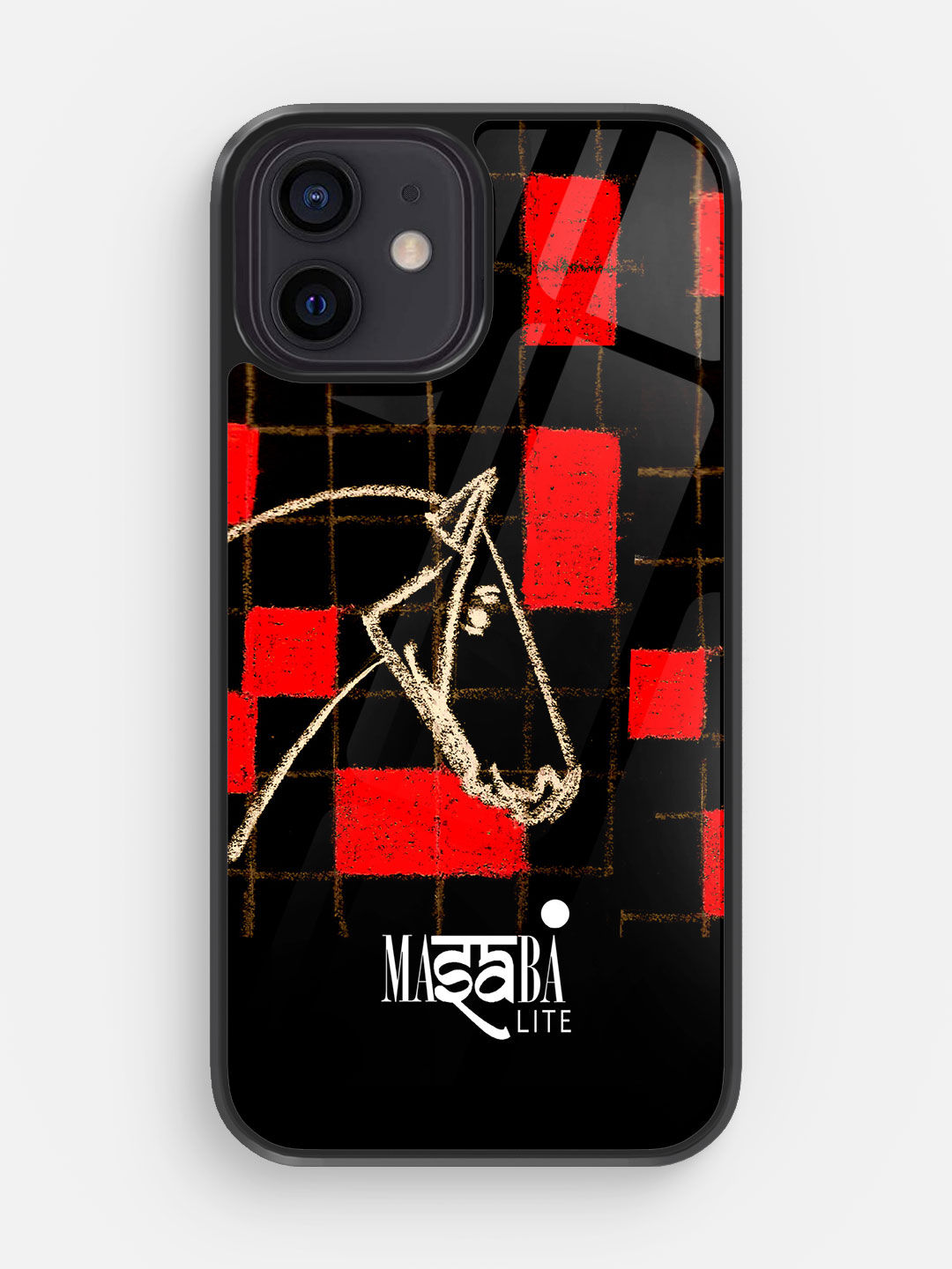 Masaba Red Checkered Horse - Glass Case For iPhone 12 Mini