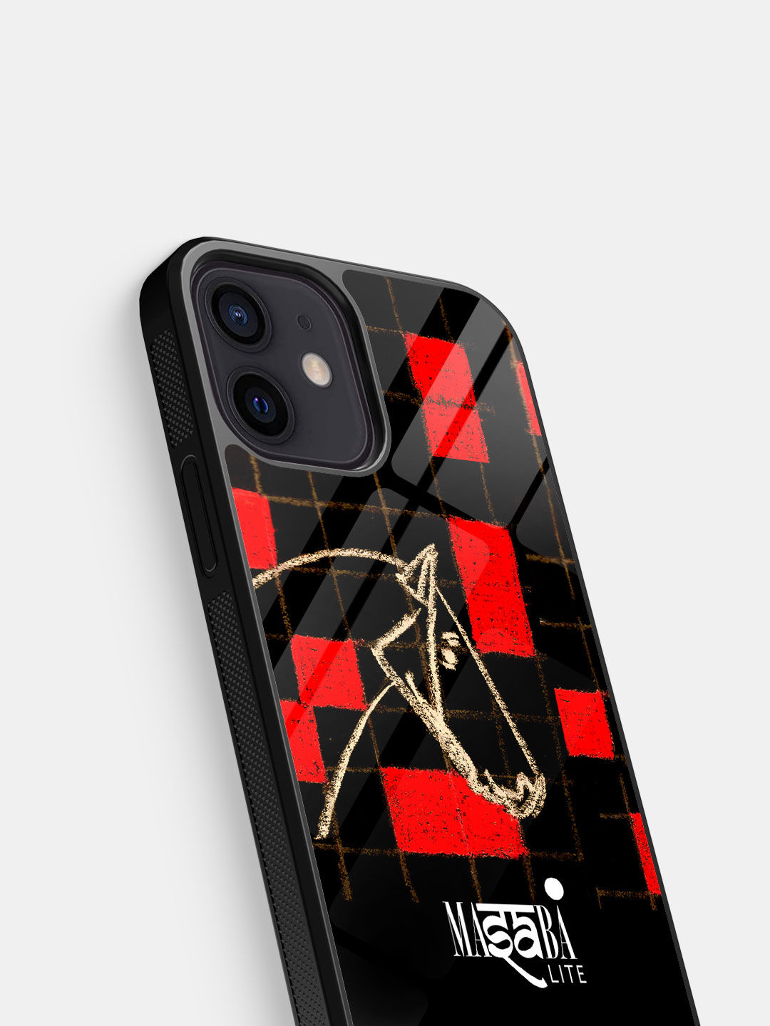 Masaba Red Checkered Horse - Glass Case For iPhone 12 Mini
