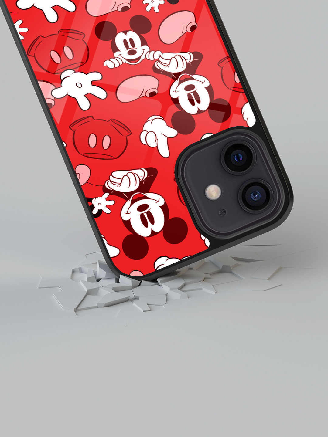 Mickey classic Red - Glass Case For iPhone 12 Mini