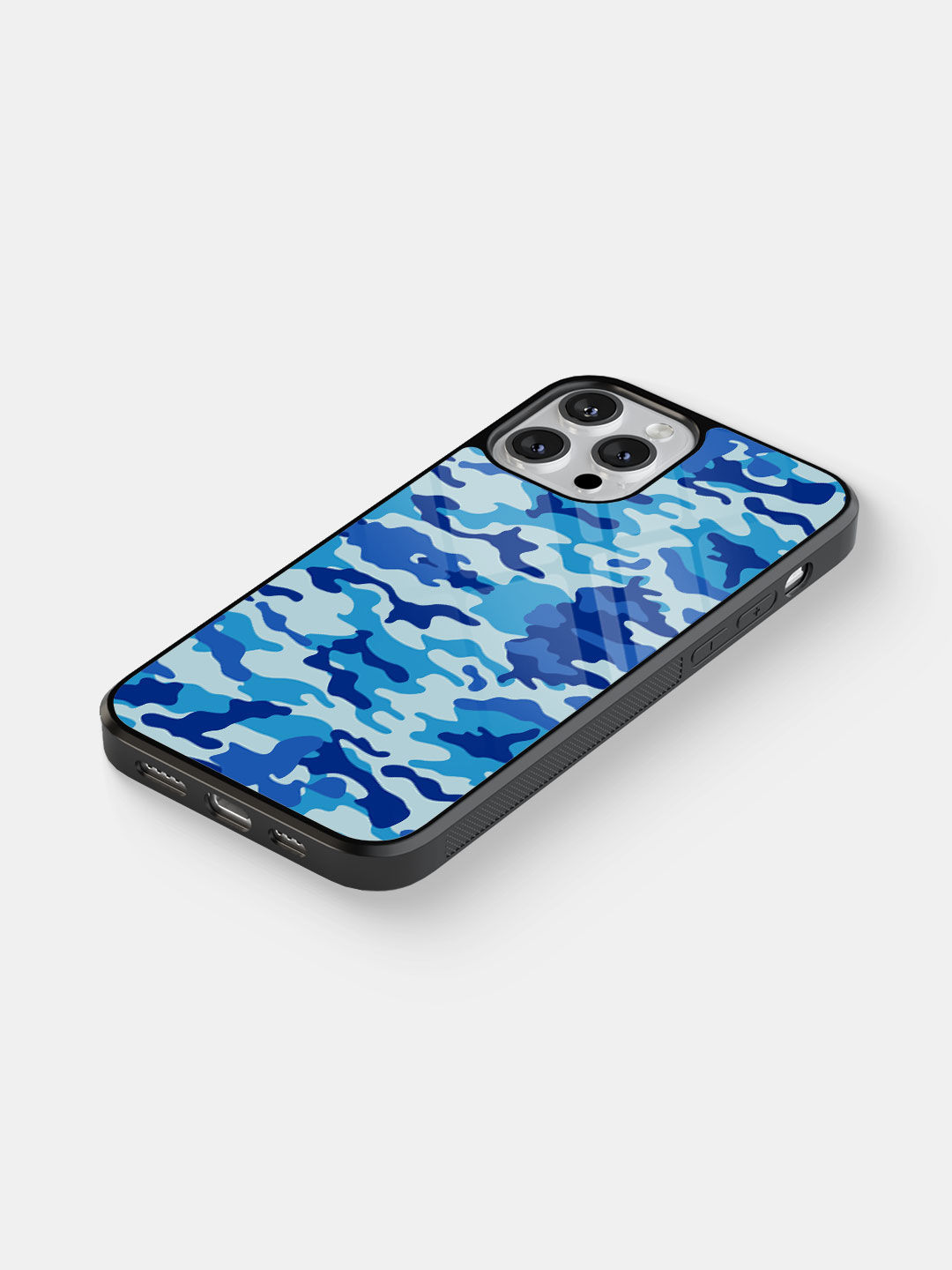 Camo Blue - Glass Case For iPhone 13 Pro Max