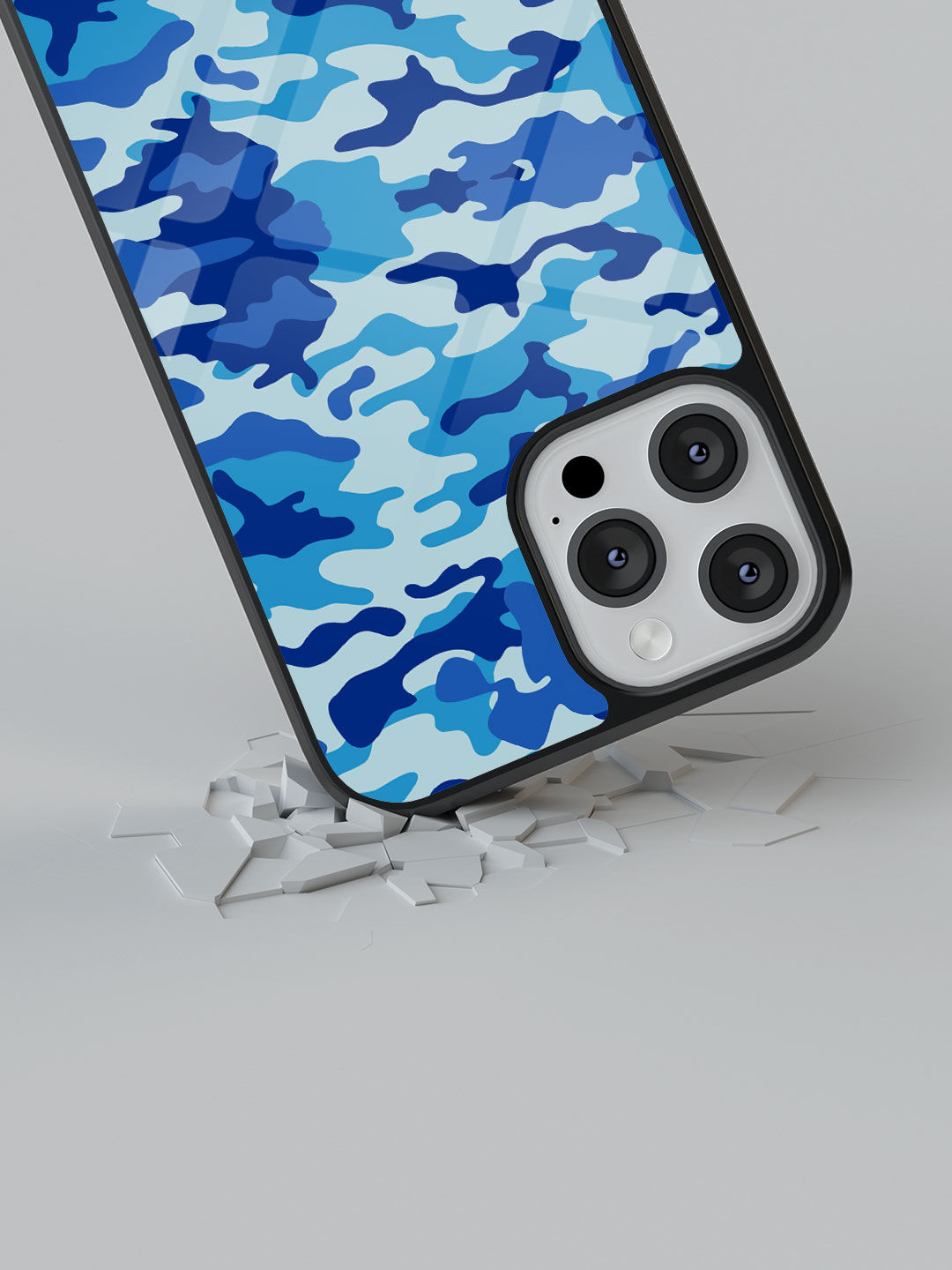 Camo Blue - Glass Case For iPhone 13 Pro Max