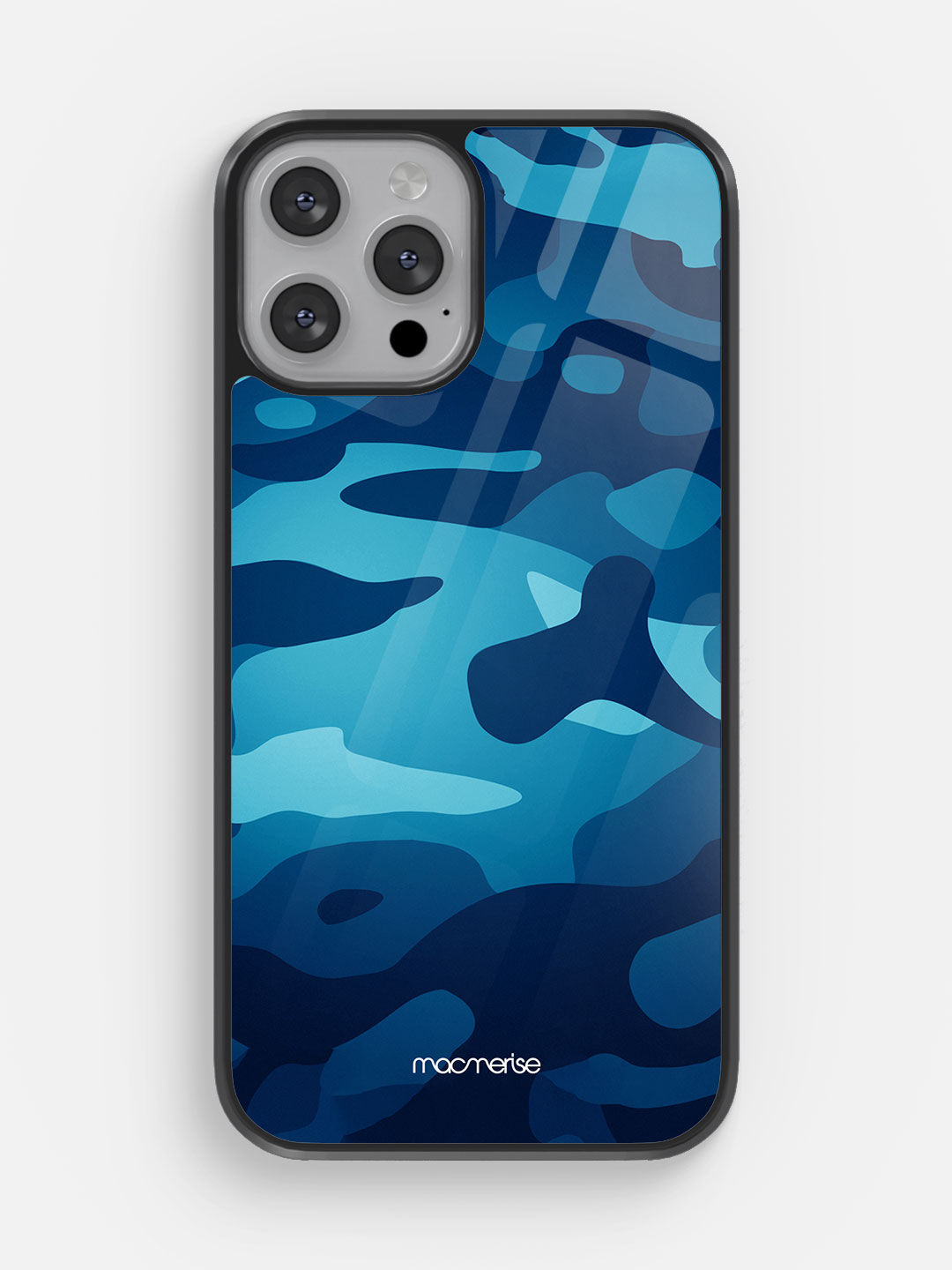 Camo Azure Blue - Glass Case For iPhone 13 Pro Max