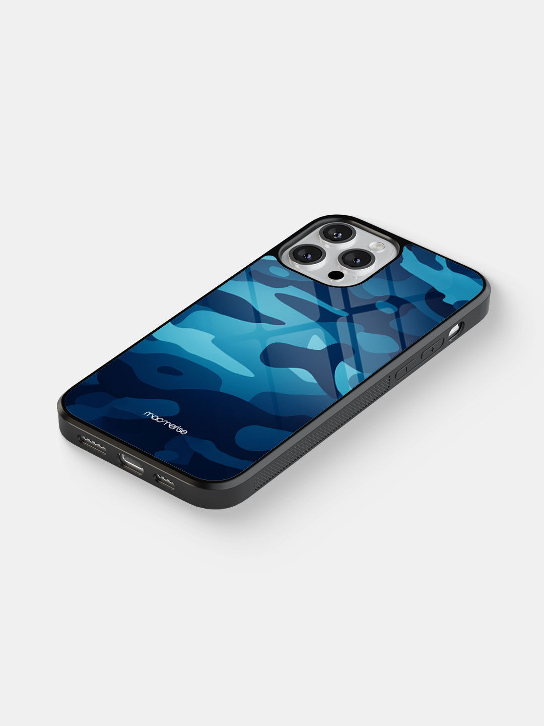 Camo Azure Blue - Glass Case For iPhone 13 Pro Max