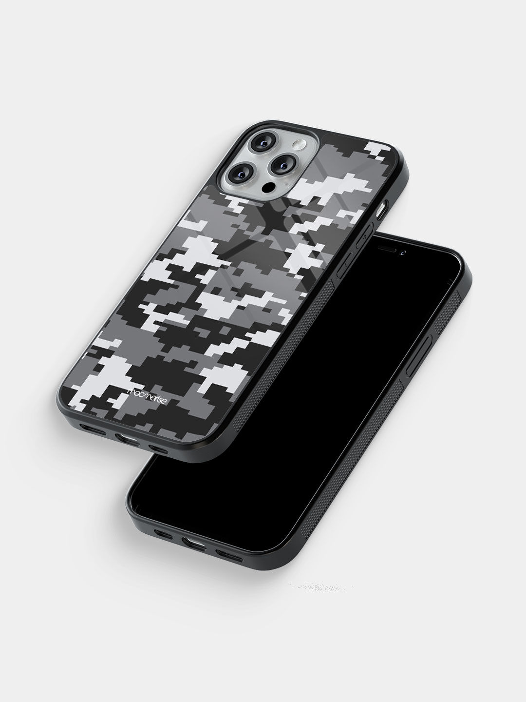 Camo Pixel Ash Grey - Glass Case For iPhone 13 Pro Max