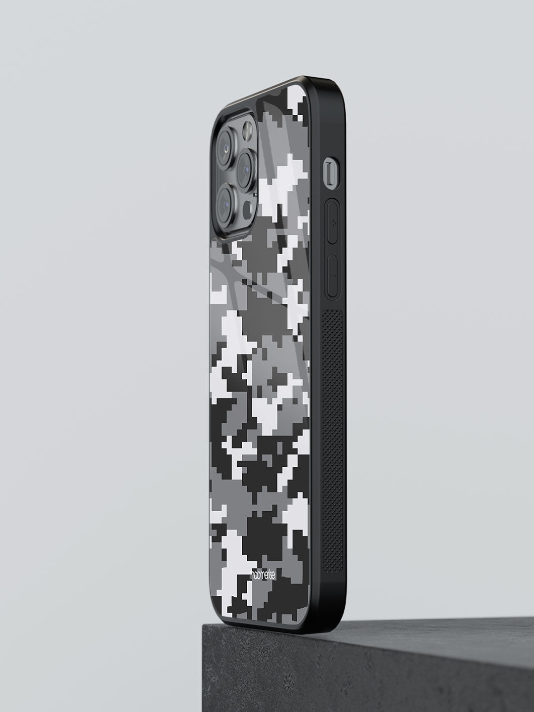 Camo Pixel Ash Grey - Glass Case For iPhone 13 Pro Max