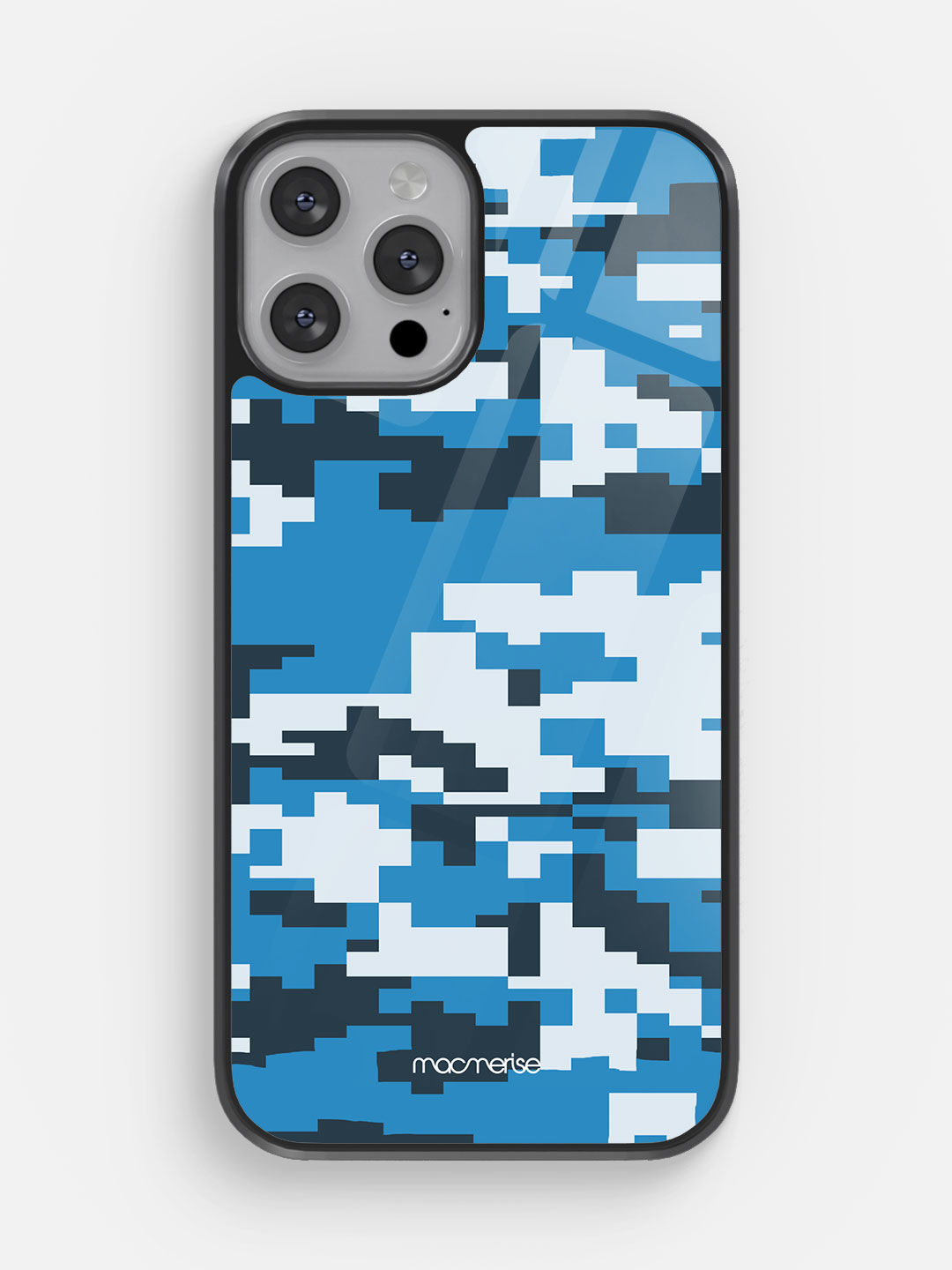 Camo Pixel Cerulean - Glass Case For iPhone 13 Pro Max