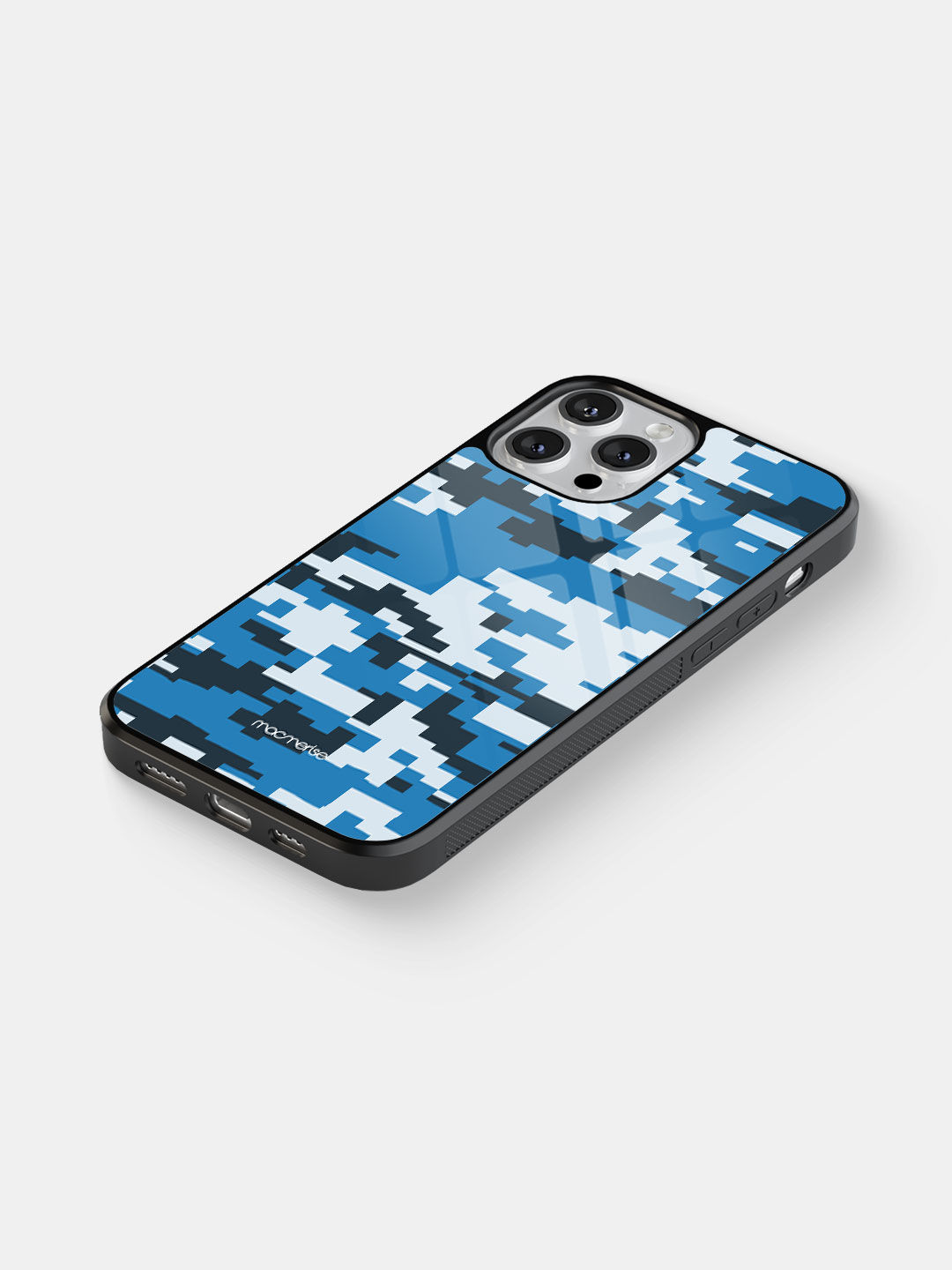 Camo Pixel Cerulean - Glass Case For iPhone 13 Pro Max