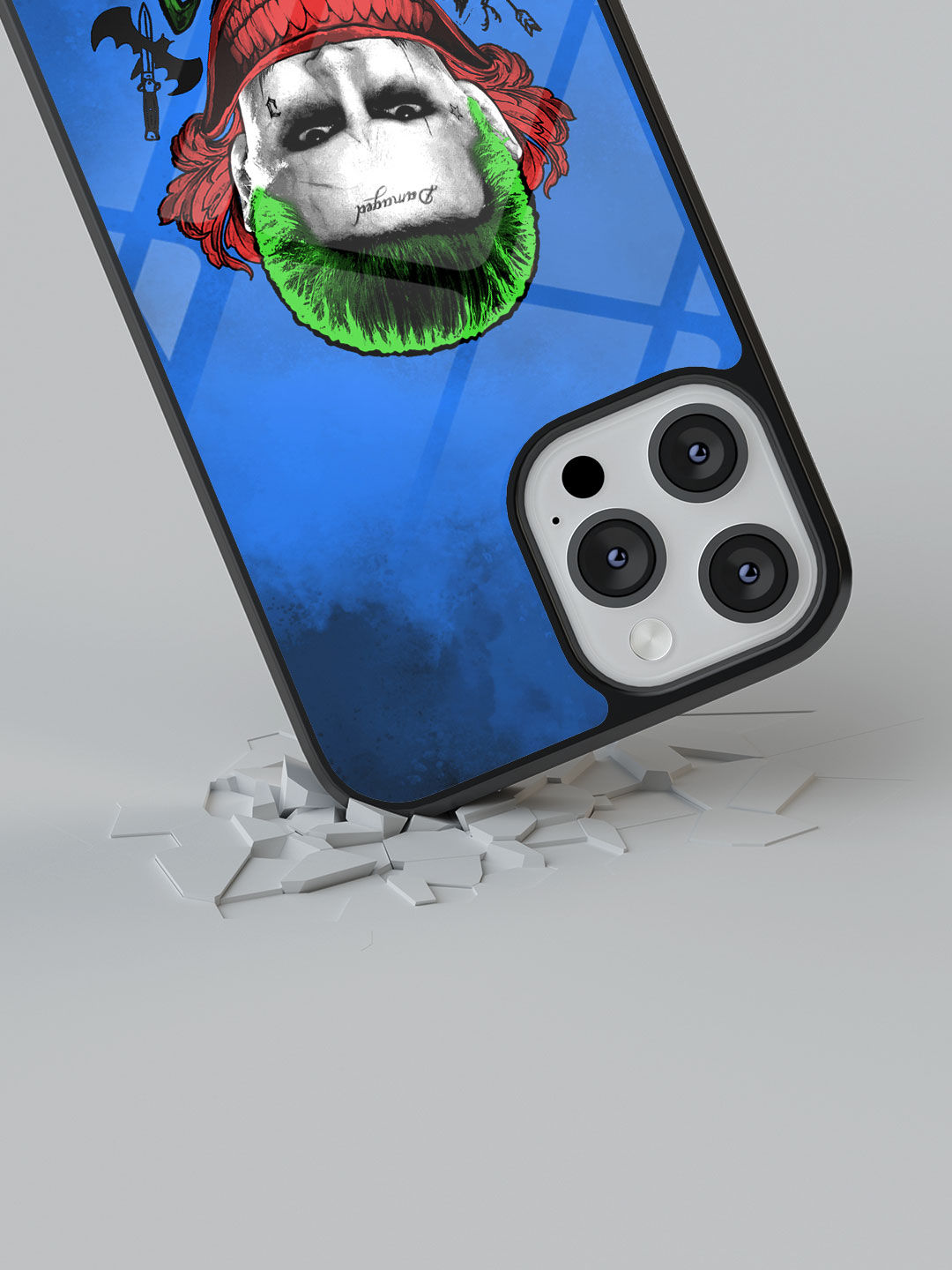 Damaged Joker - Glass Case For iPhone 13 Pro Max