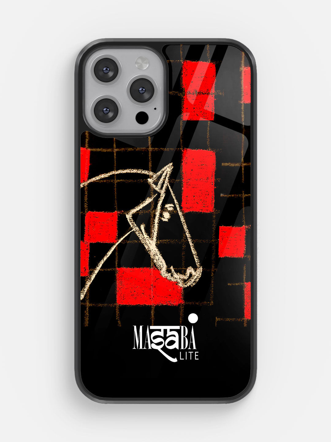 Masaba Red Checkered Horse - Glass Case For iPhone 13 Pro Max
