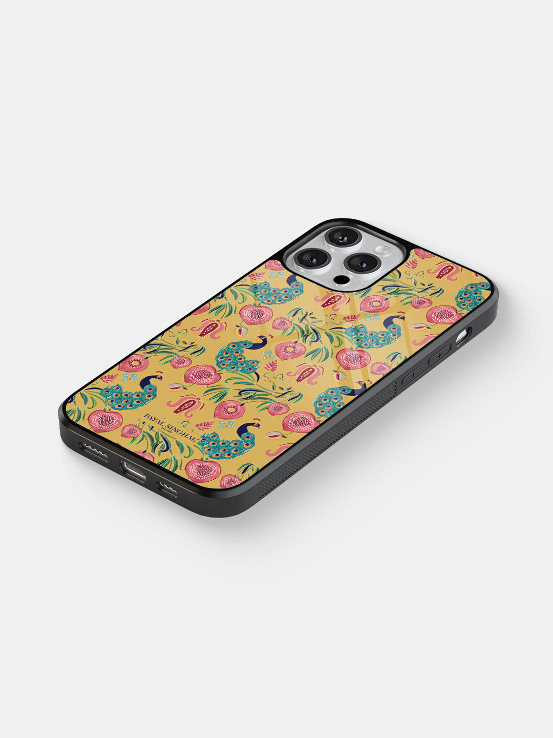 Payal Singhal Anaar and Mor Mustard - Glass Case For iPhone 13 Pro Max