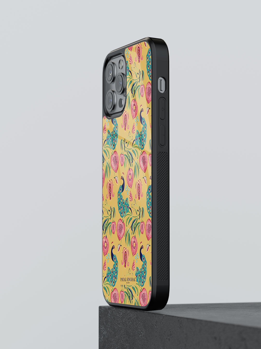 Payal Singhal Anaar and Mor Mustard - Glass Case For iPhone 13 Pro Max