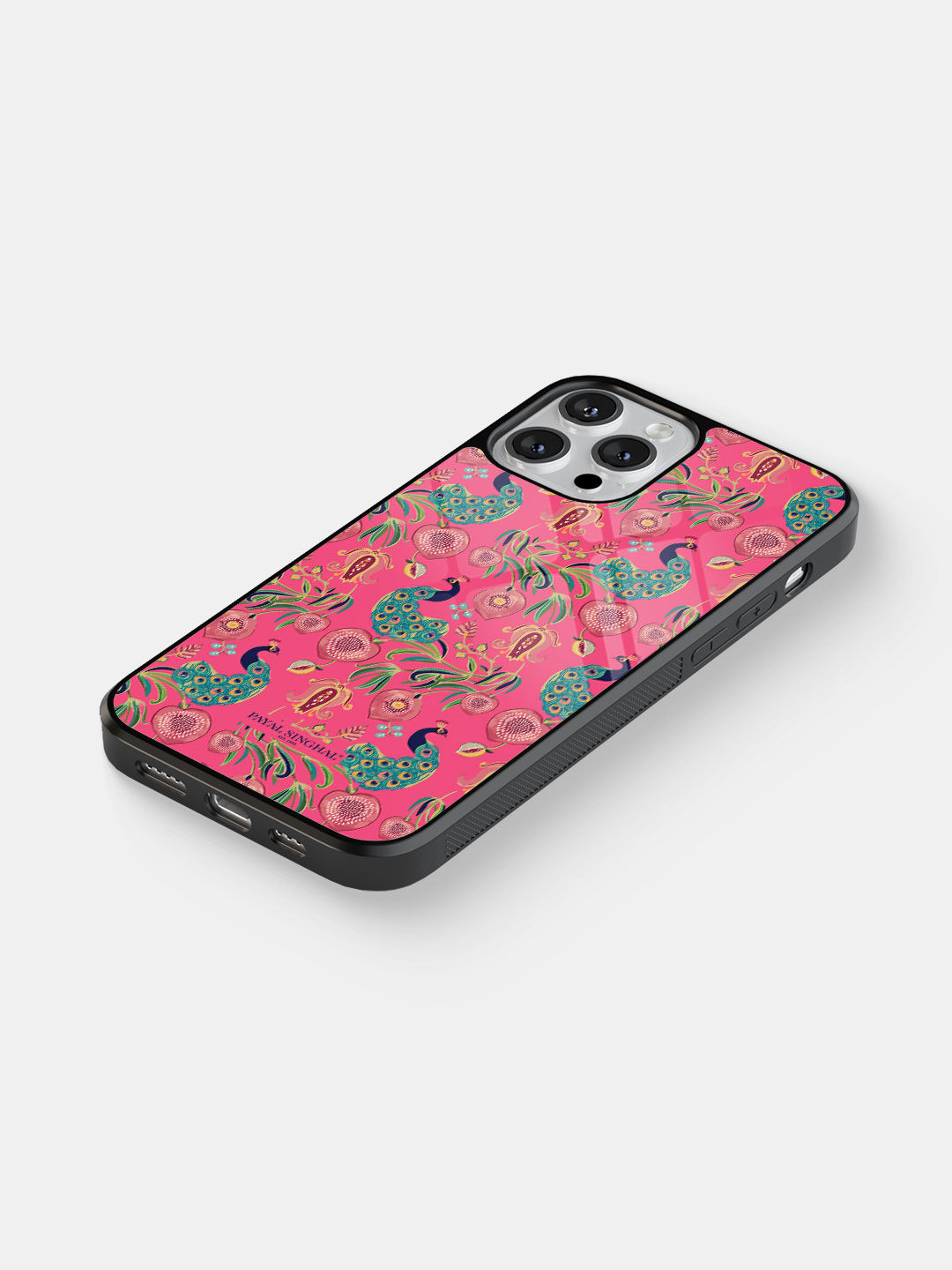 Payal Singhal Anaar and Mor Pink - Glass Case For iPhone 13 Pro Max