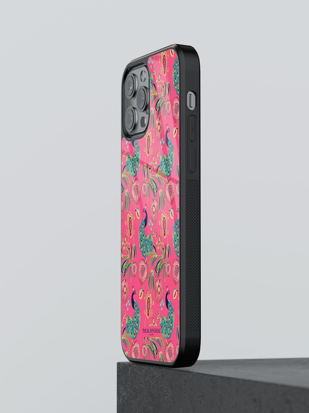 Payal Singhal Anaar and Mor Pink - Glass Case For iPhone 13 Pro Max