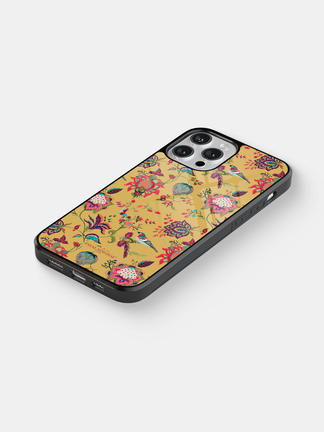 Payal Singhal Chidiya Mustard - Glass Case For iPhone 13 Pro Max