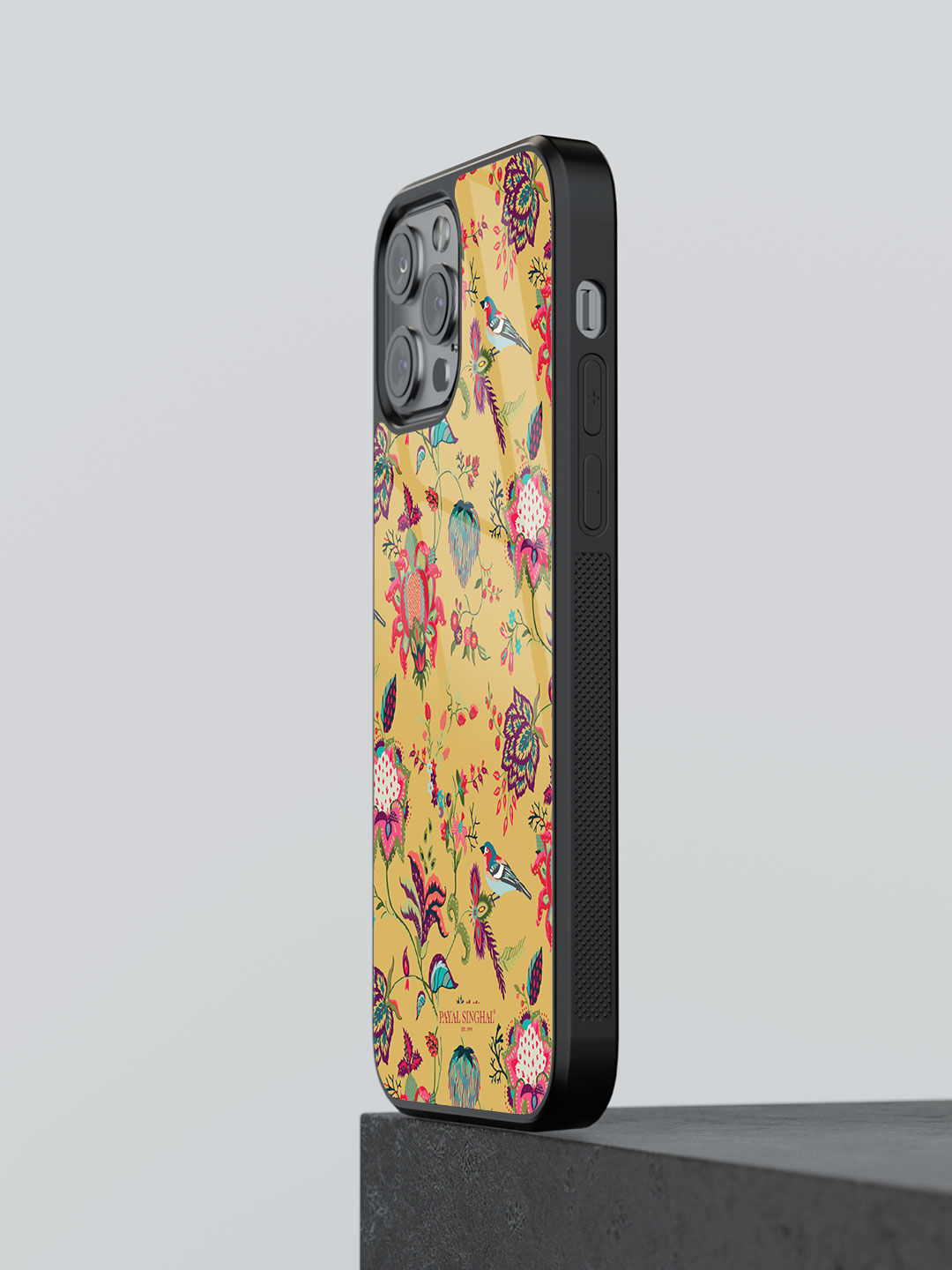 Payal Singhal Chidiya Mustard - Glass Case For iPhone 13 Pro Max