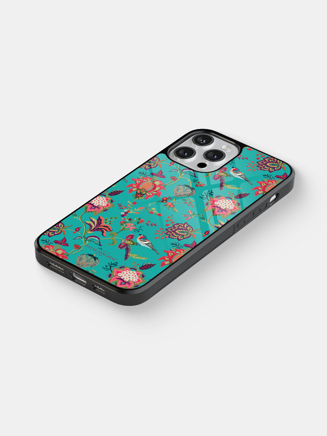 Payal Singhal Chidiya Teal - Glass Case For iPhone 13 Pro Max