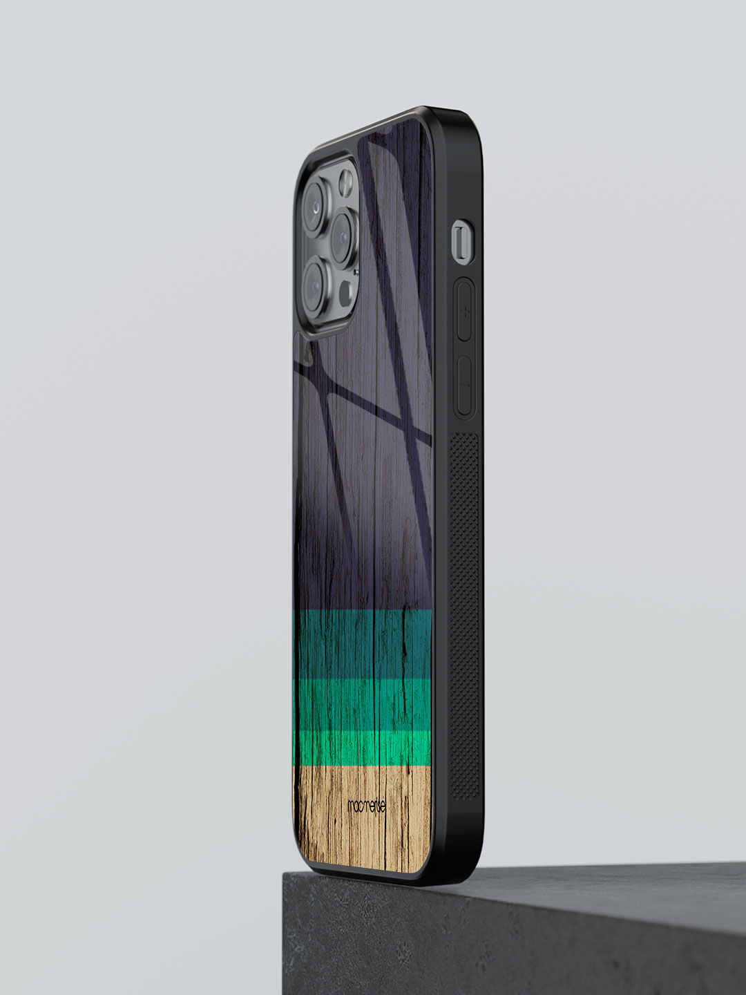 Wood Stripes Blue - Glass Case For iPhone 13 Pro Max