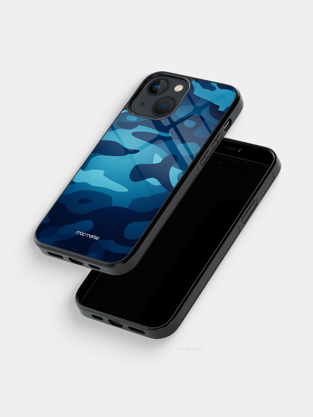 Camo Azure Blue - Glass Case For Iphone 13 Mini