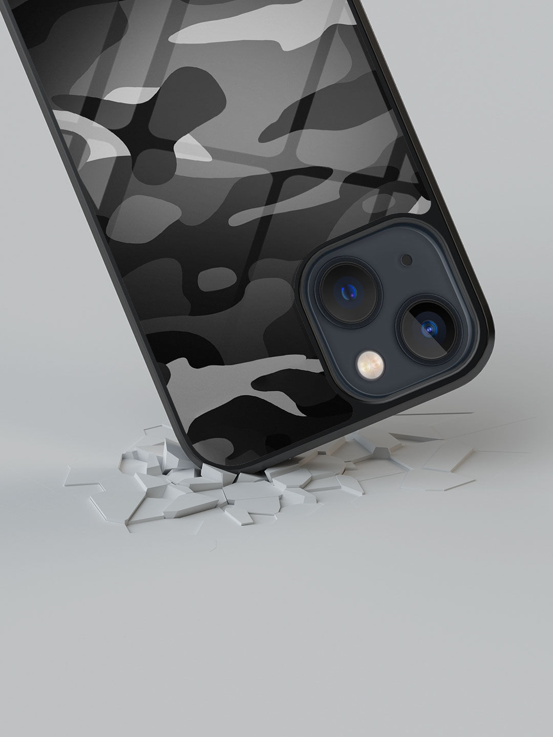 Camo Gunmetal Grey - Glass Case For Iphone 13 Mini